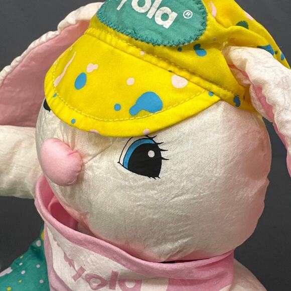 VTG Hallmark Crayola Bunny Plush 1993 Easter Rabbit Toy Pink Ears Hat Outfit 18" - Picture 5 of 16